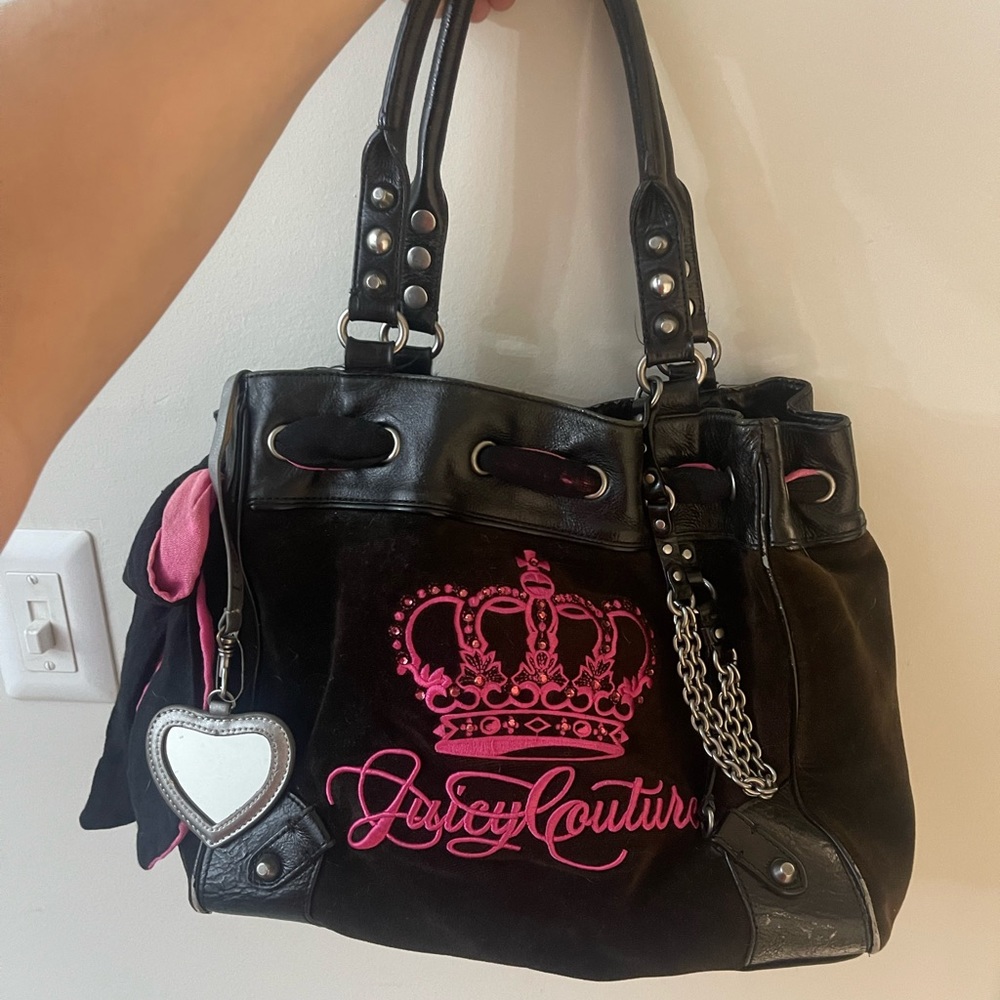 Vintage Juicy Couture Black Velour Daydreamer Purse